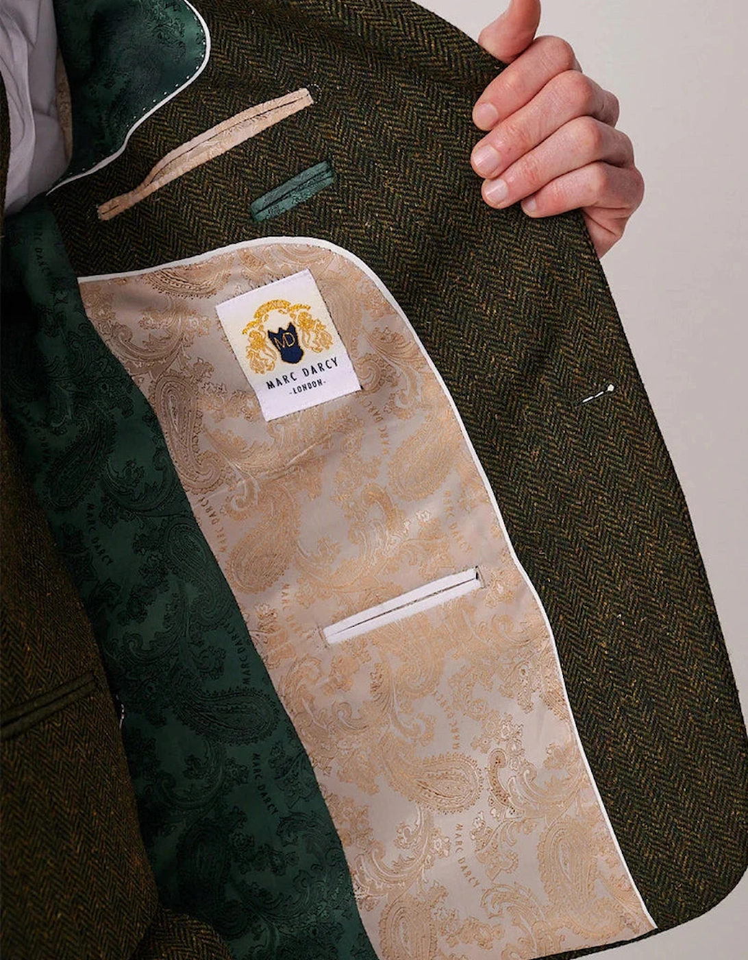 Marc Darcy Dean Tweed Blazer - Olive Green