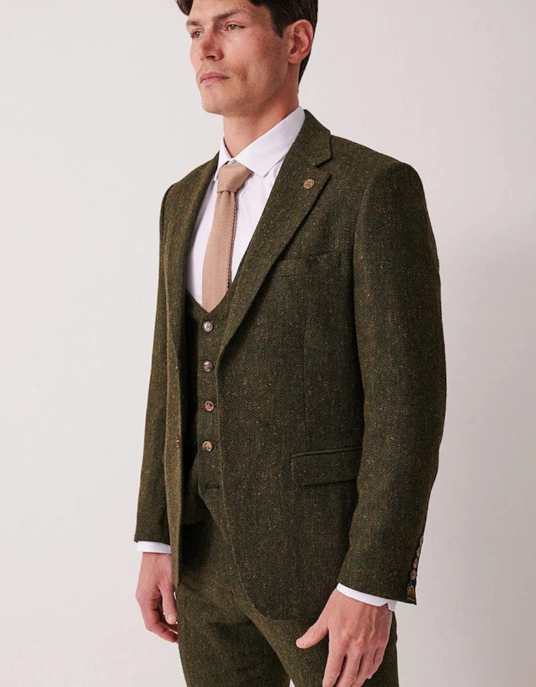 Marc Darcy Dean Tweed Blazer - Olive Green