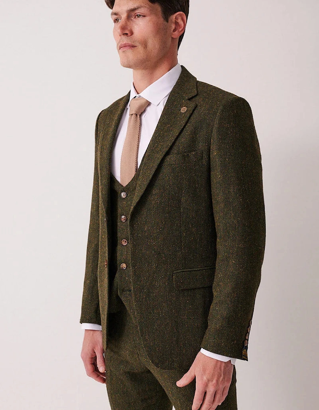 Marc Darcy Dean Tweed Blazer - Olive Green