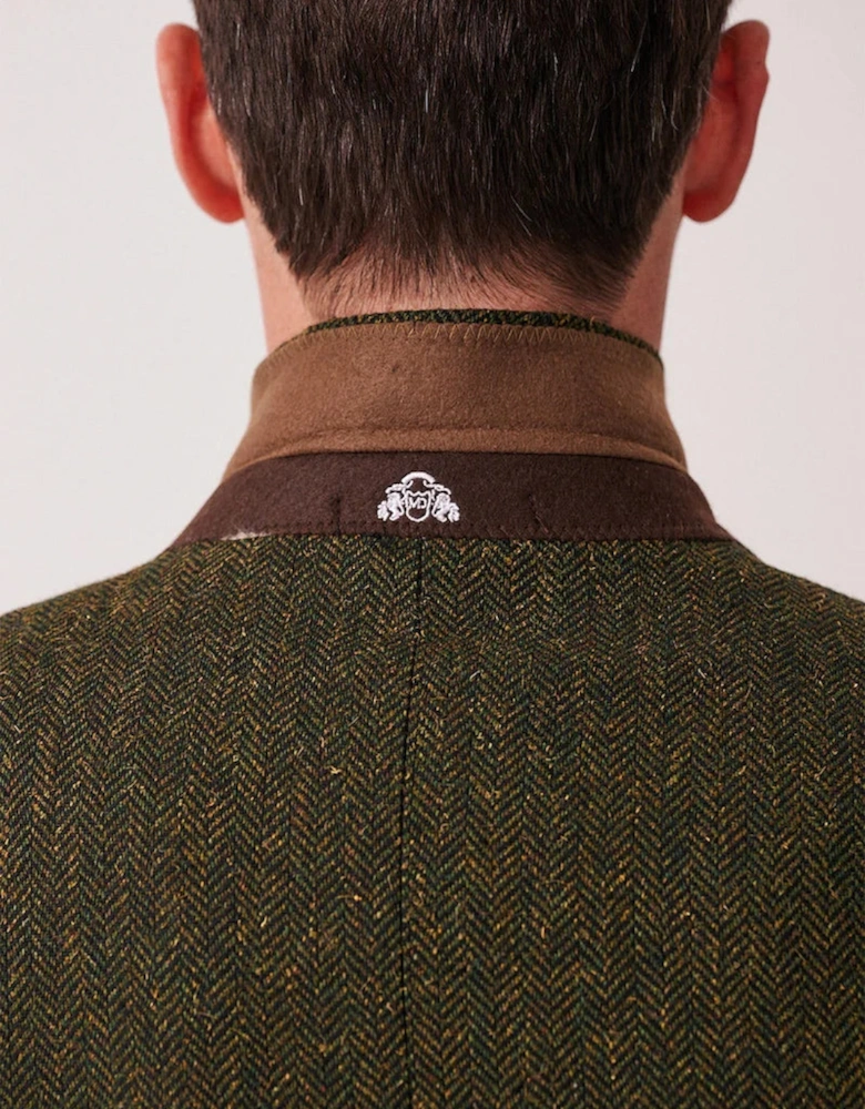Marc Darcy Dean Tweed Blazer - Olive Green