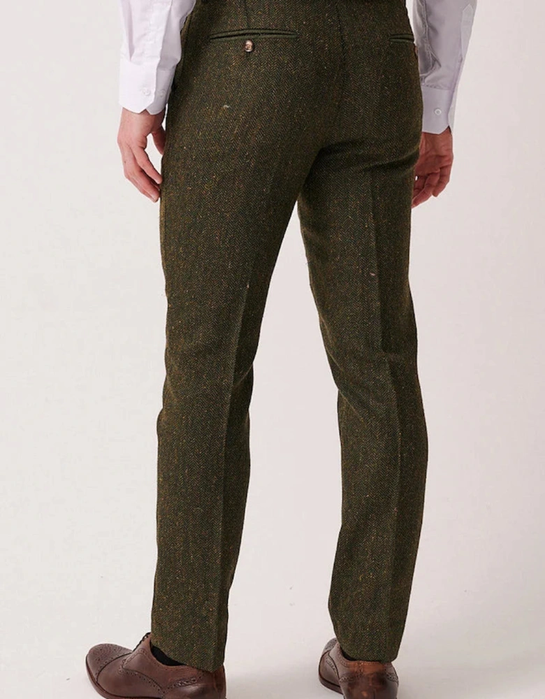 Marc Darcy Dean Tweed Trouser - Olive Green