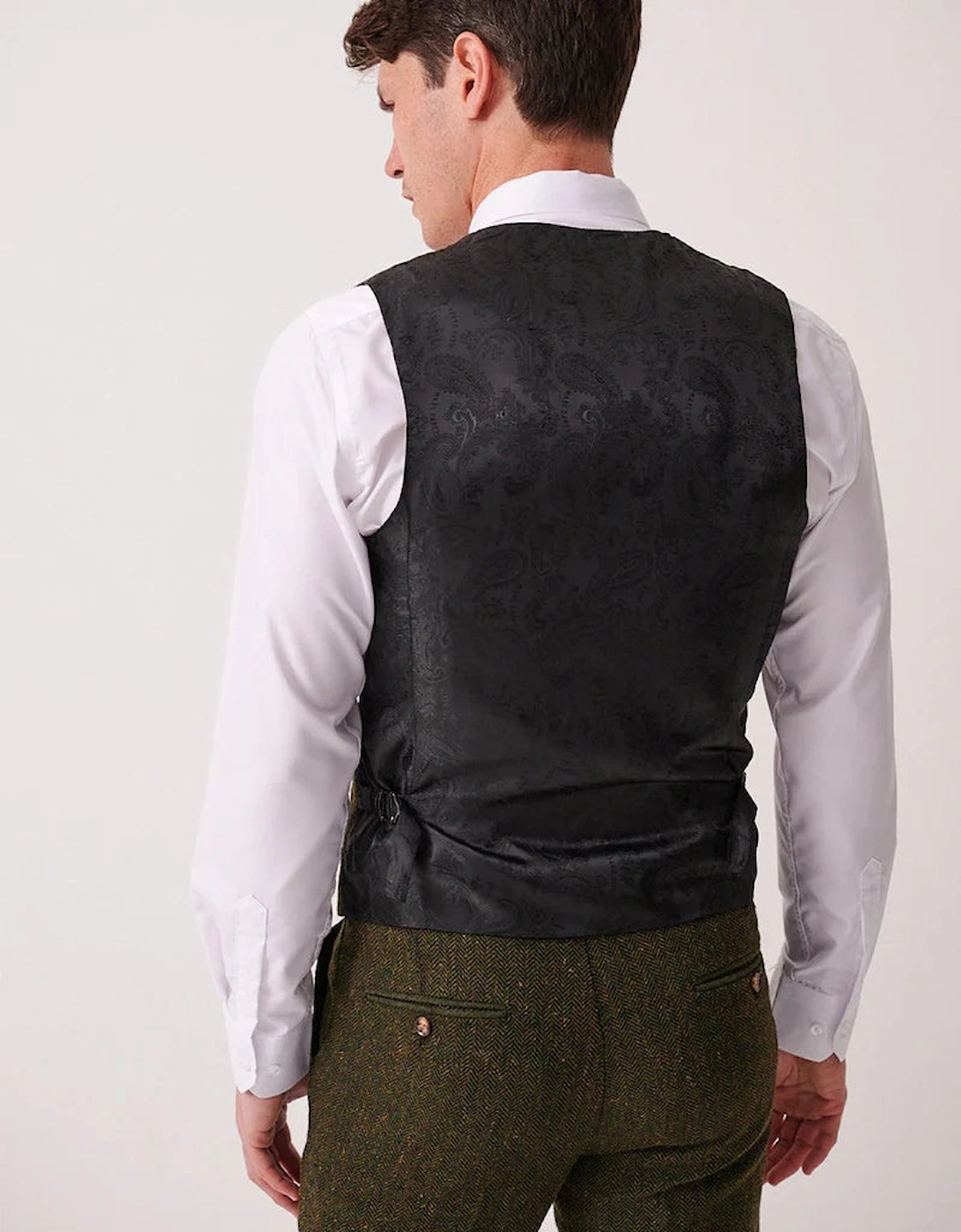 Marc Darcy Dean Tweed Waistcoat - Olive Green