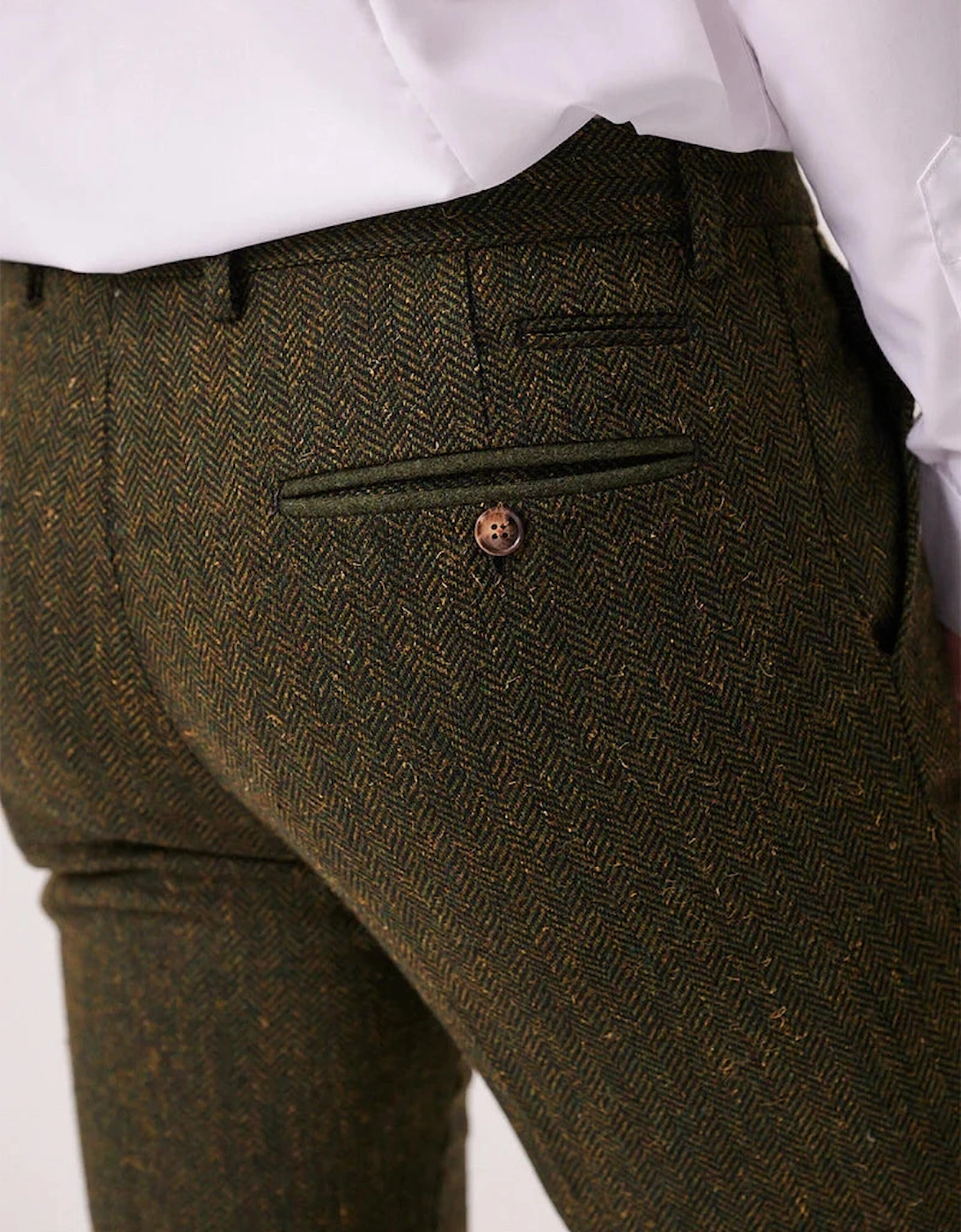 Marc Darcy Dean Tweed Trouser - Olive Green