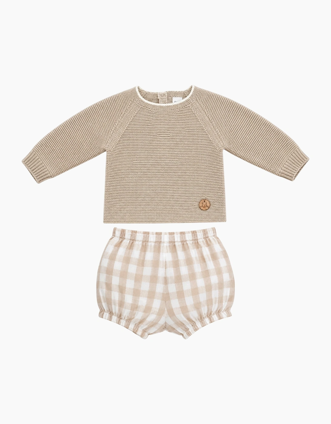 Deep Sand Gingham Knit Jam Pant Set