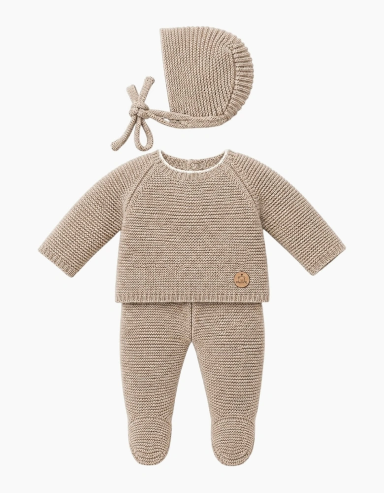 Deep Sand Knit Set and Bonnet