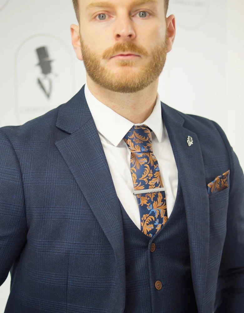 Charles Grey Hadrian Check Blazer - Navy Blue