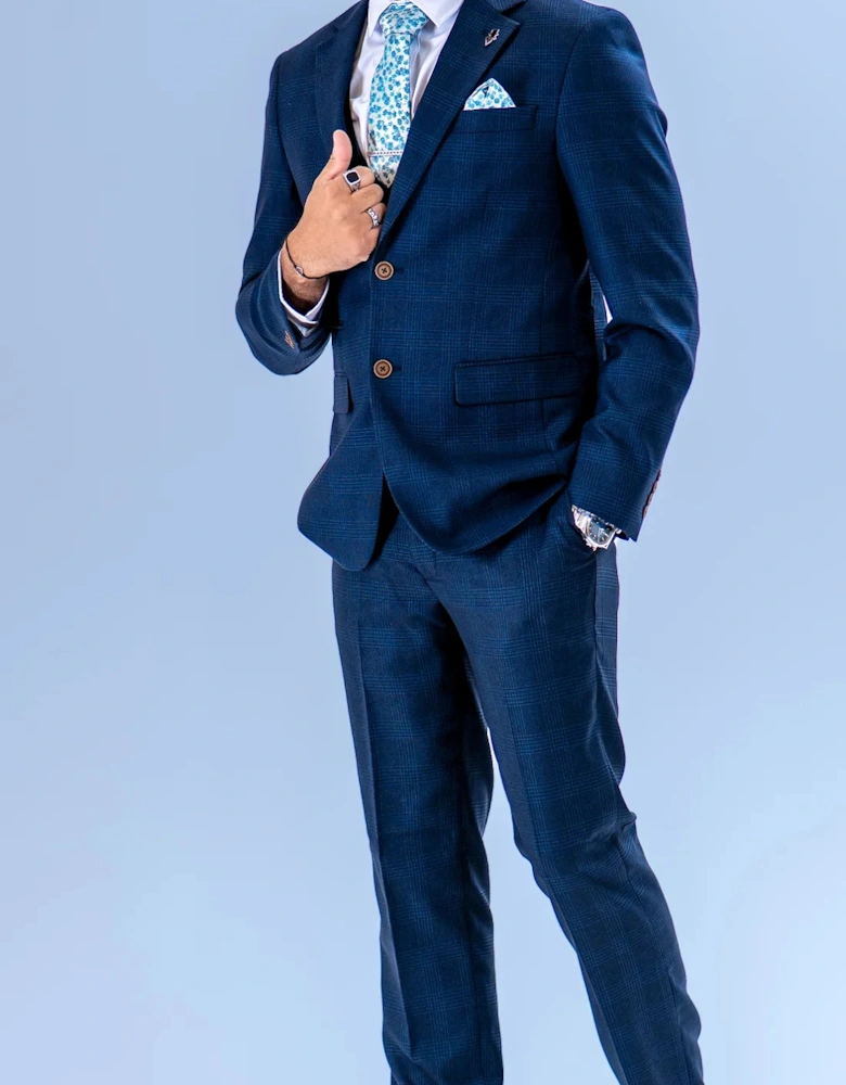 Charles Grey Hadrian Check Blazer - Navy Blue