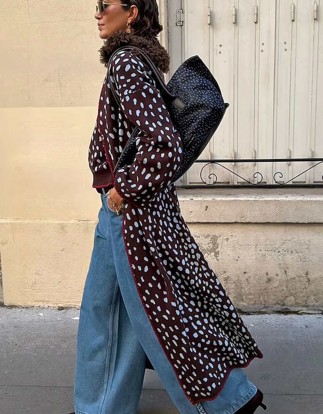 Chocolate deer long cardigan