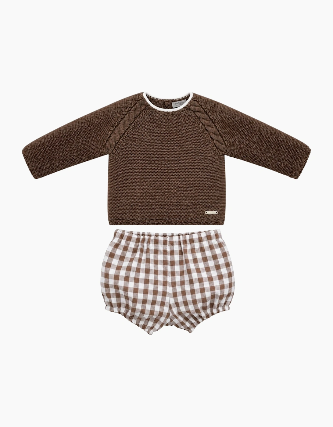 Chocolate Brown Gingham Knit Jam Pant Set
