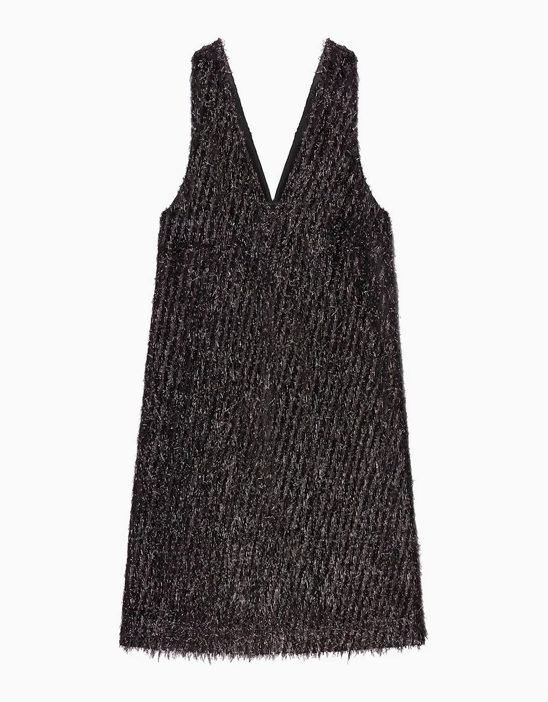 Demi Black Tinsel Deep V-Neck Mini Dress