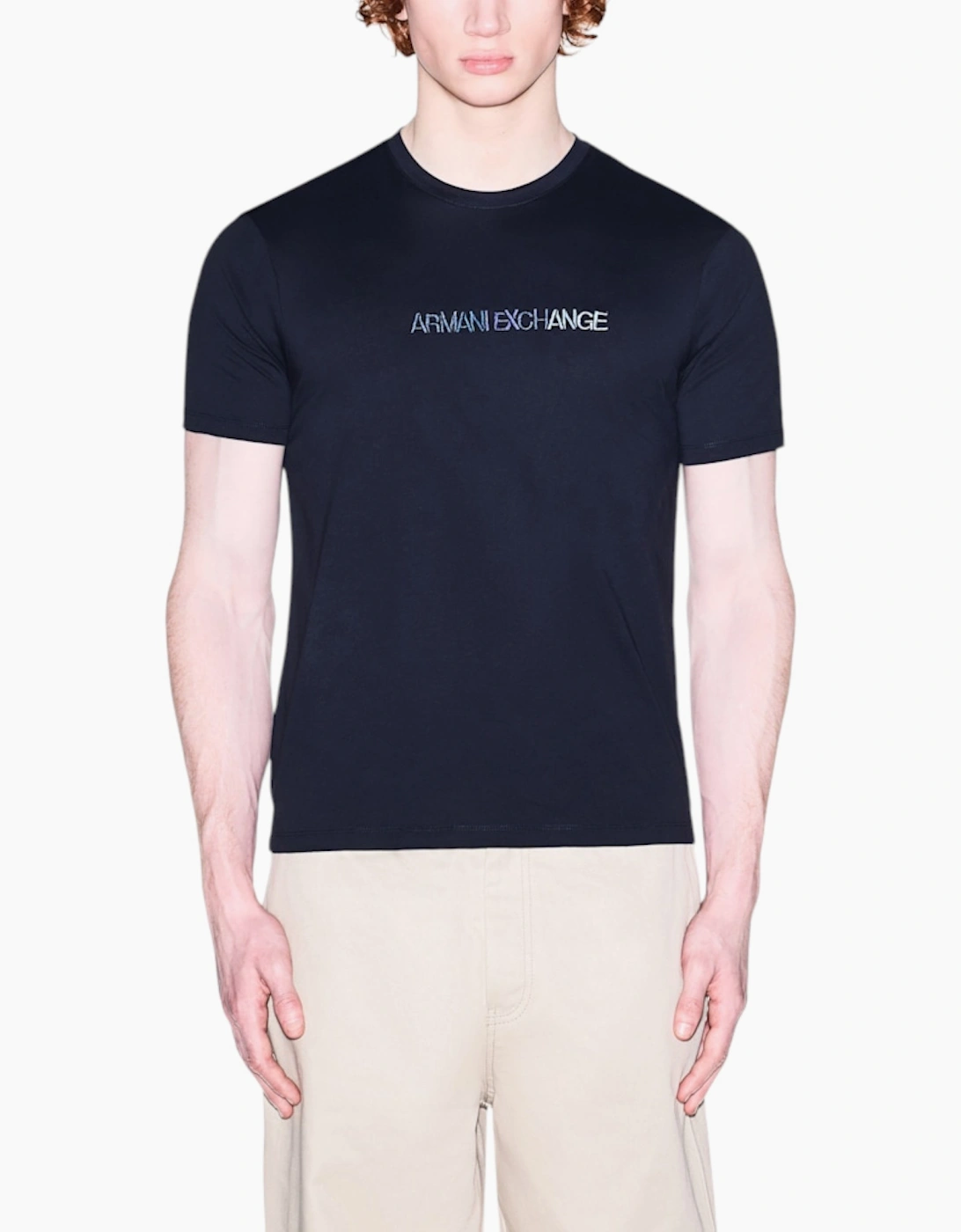 Armani Exchange Mens T-Shirts 3D Embroidered Cotton Tee