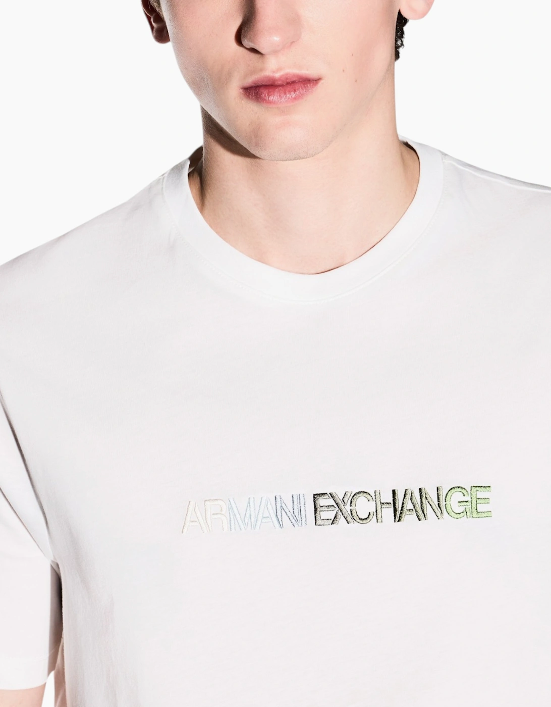 Armani Exchange Mens T-Shirts 3D Embroidered Cotton Tee