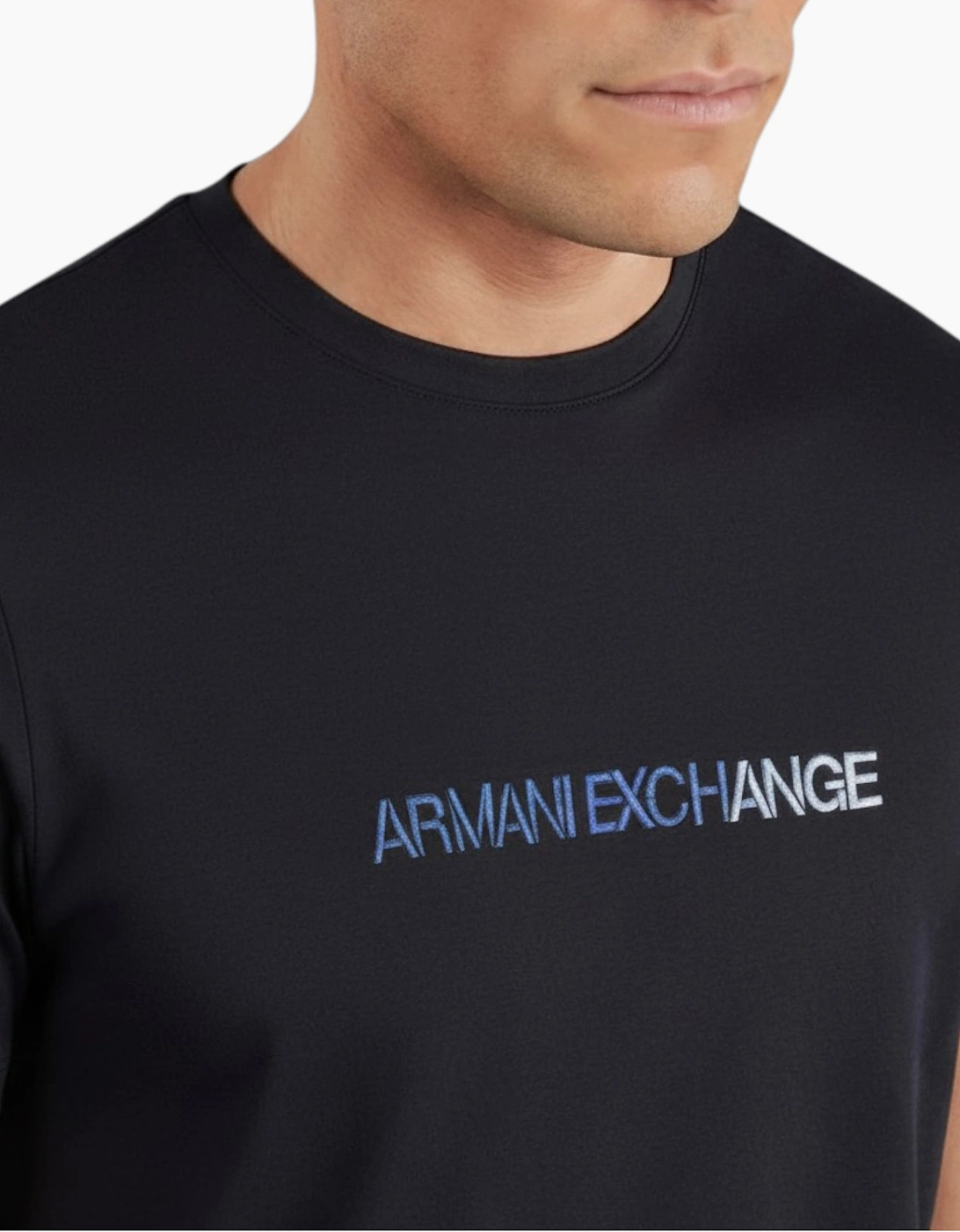Armani Exchange Mens T-Shirts 3D Embroidered Cotton Tee