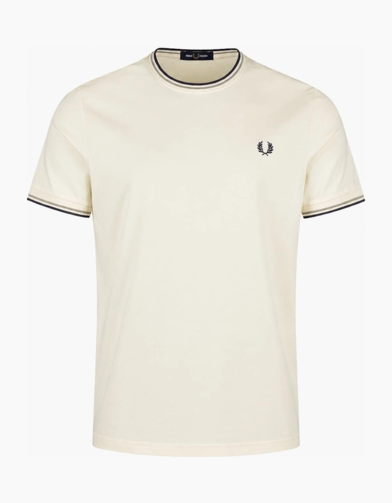 Fred Perry Twin Tipped T-Shirt Ecru/Seagrass/Dark Airforce