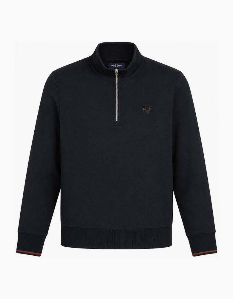 Fred Perry Half Zip Sweatshirt Navy/Brandy/Rich Brown