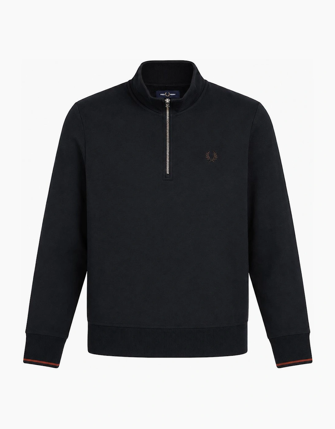 Fred Perry Half Zip Sweatshirt Navy/Brandy/Rich Brown