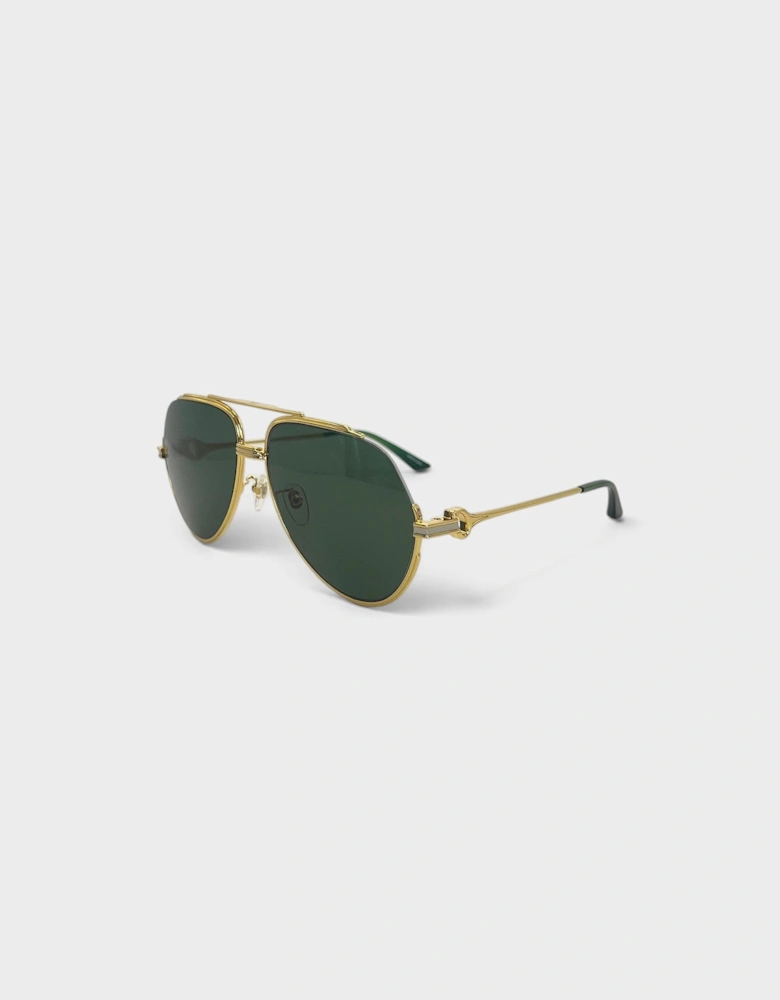 Rounded Main Frame Sunglasses Stainless Steel Green