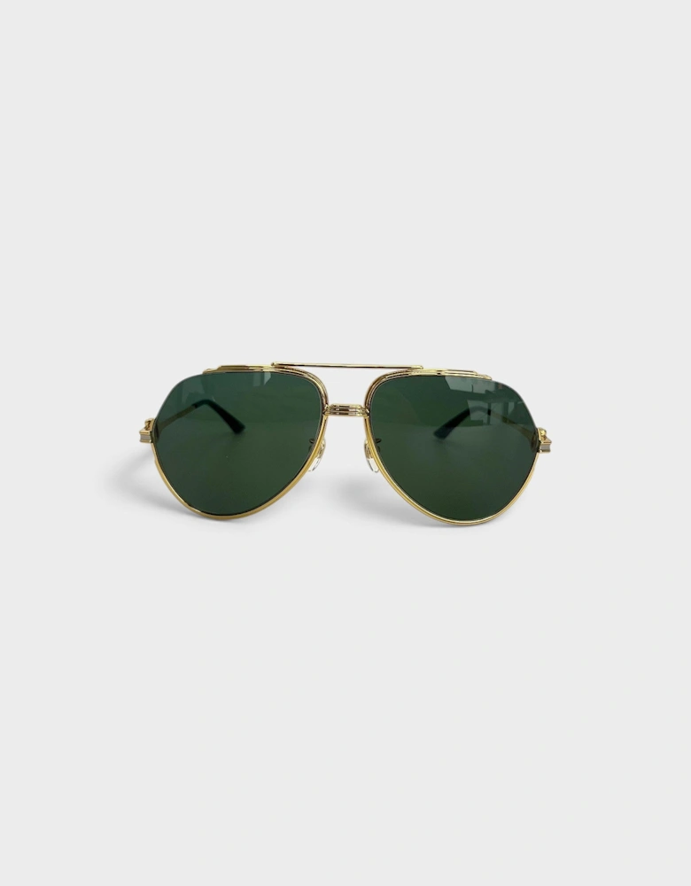 Rounded Main Frame Sunglasses Stainless Steel Green