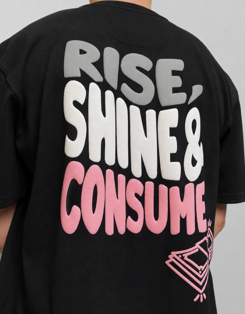 Fresh Flavours Rise, Shine & Consume Oversized 2.0 T-Shirt - Black