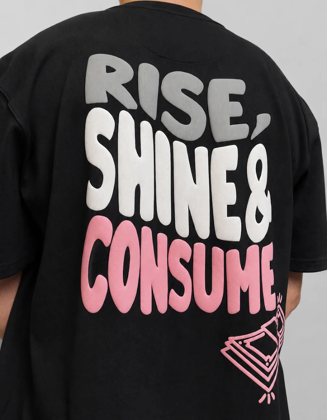 Fresh Flavours Rise, Shine & Consume Oversized 2.0 T-Shirt - Black