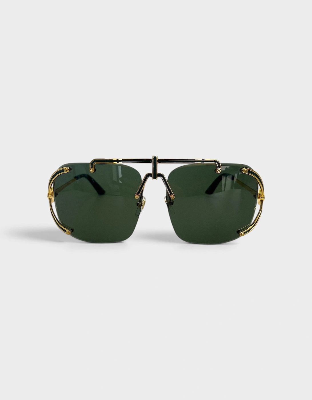 Stainless Steel Aviator Yellow Gold Green