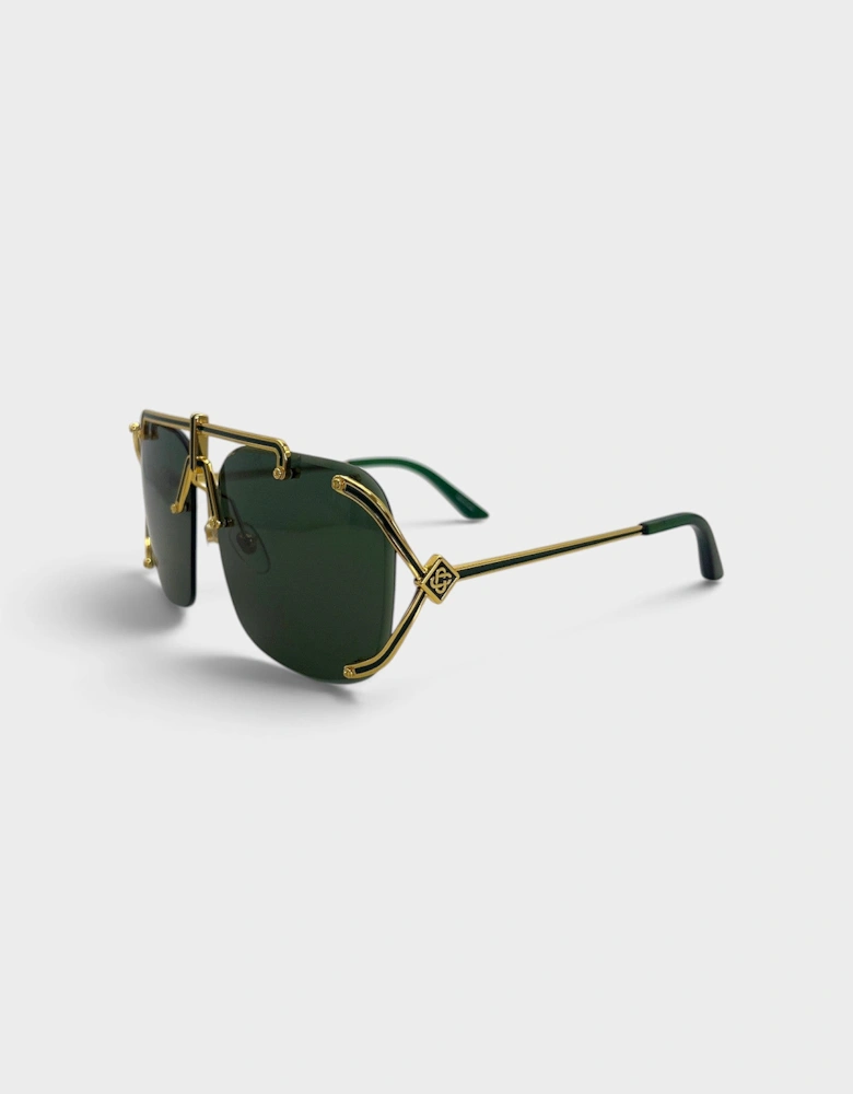 Stainless Steel Aviator Yellow Gold Green
