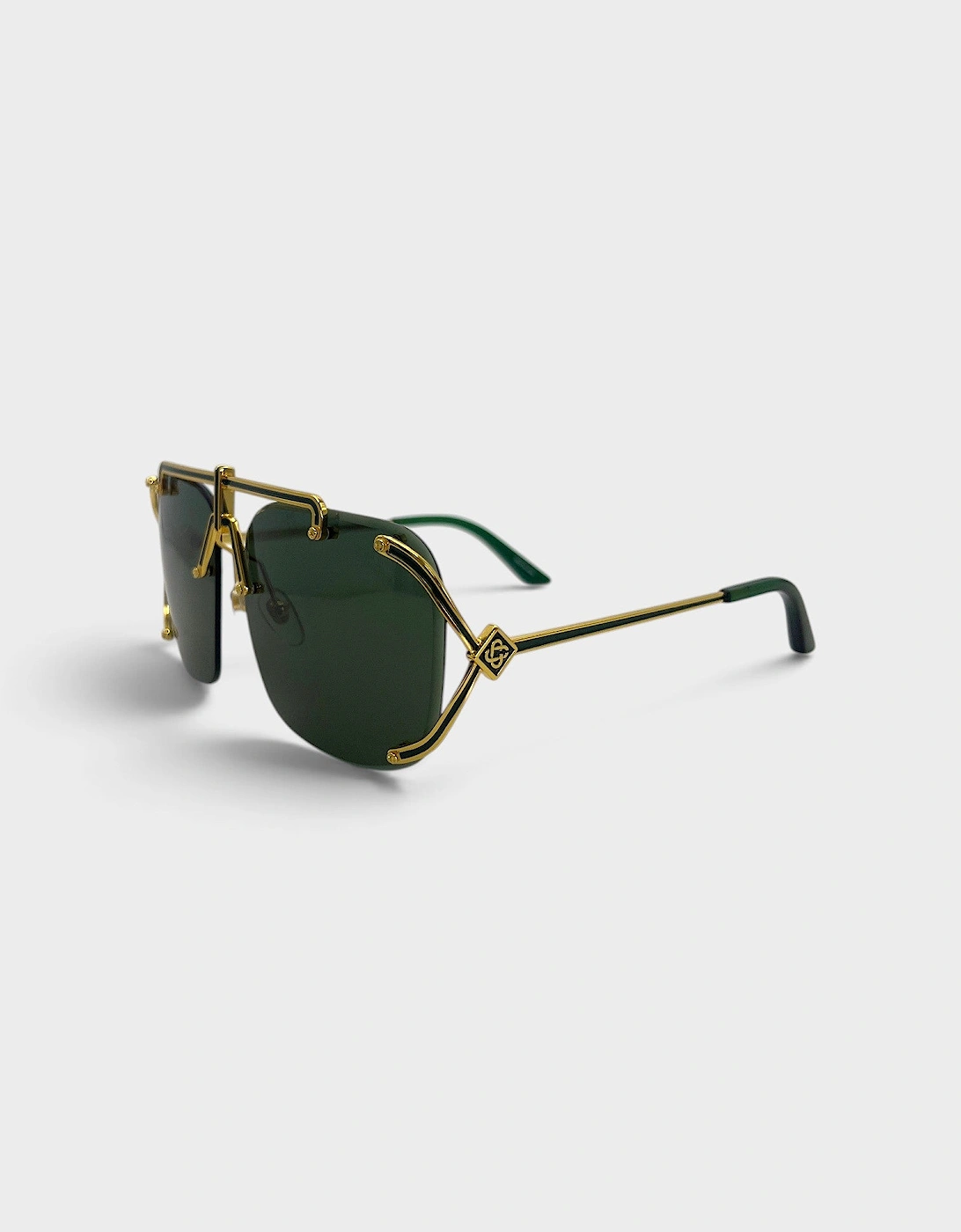 Stainless Steel Aviator Yellow Gold Green
