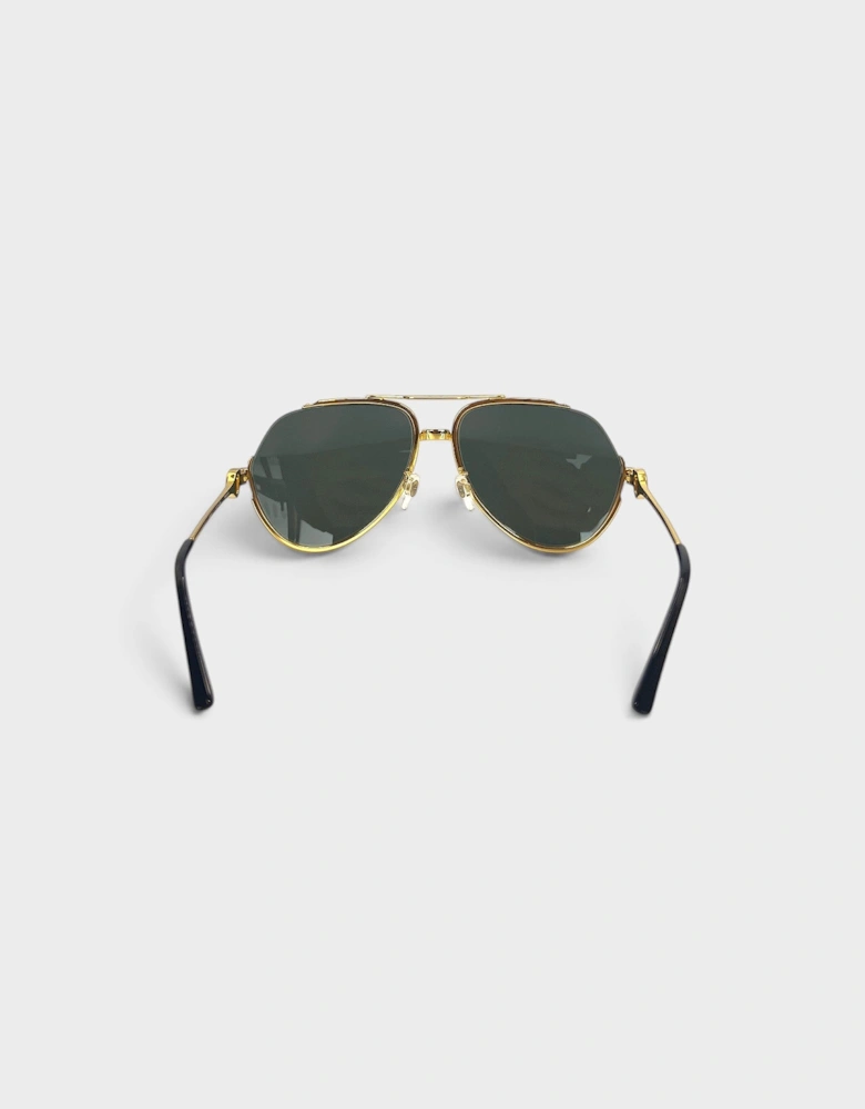 Rounded Frame Sunglasses Gold Black