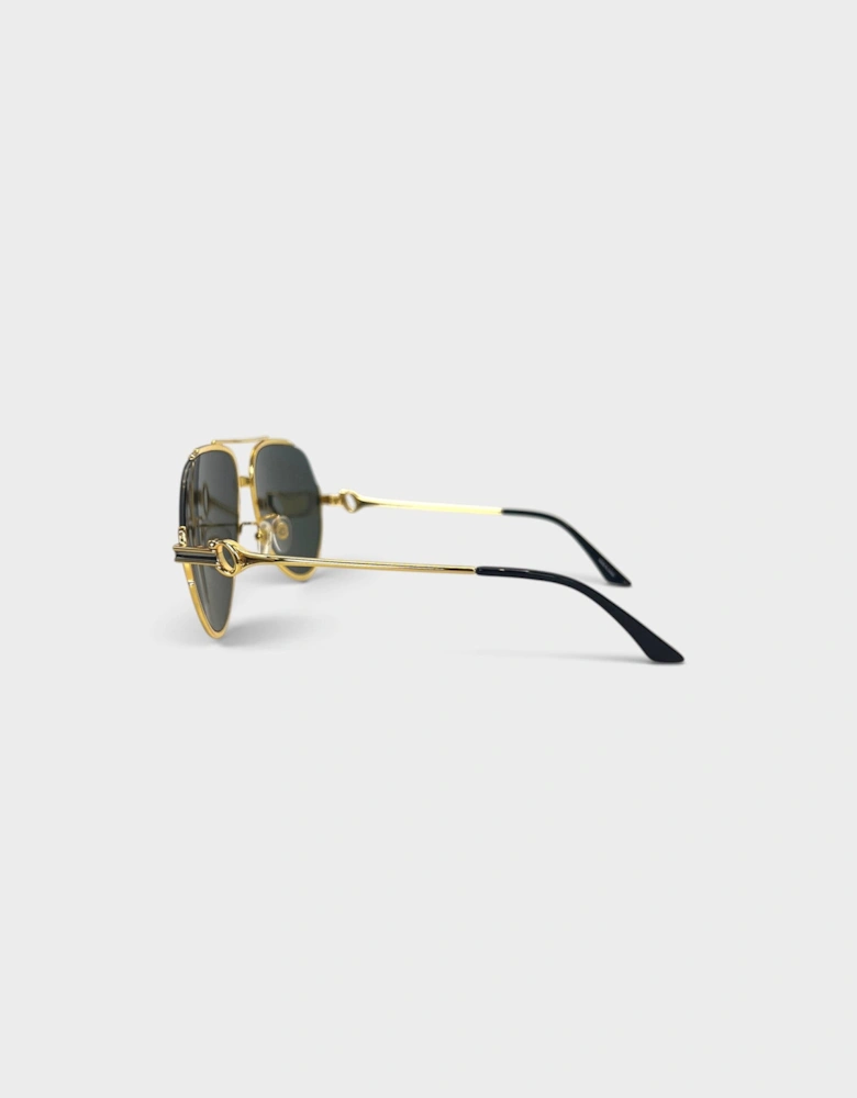 Rounded Frame Sunglasses Gold Black