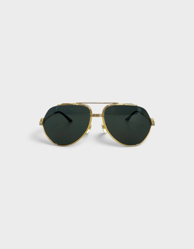 Rounded Frame Sunglasses Gold Black