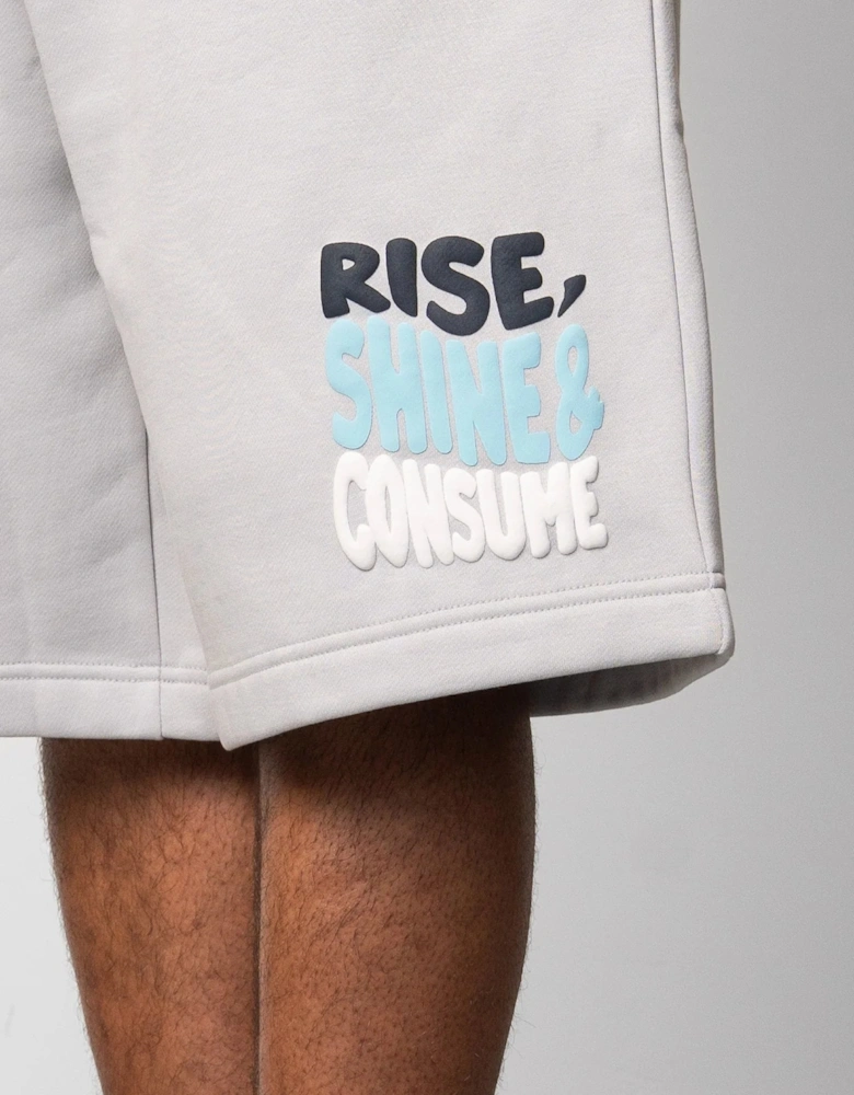 Fresh Flavours Rise, Shine & Consume Sweat Shorts - Lt Grey/Blue