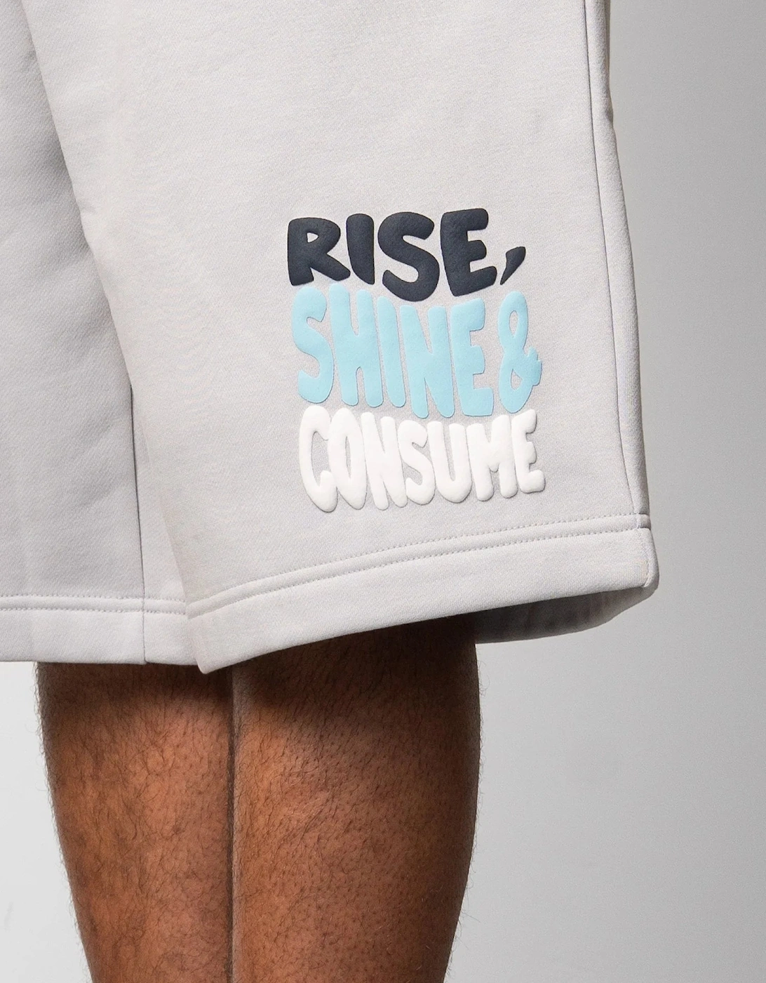 Fresh Flavours Rise, Shine & Consume Sweat Shorts - Lt Grey/Blue