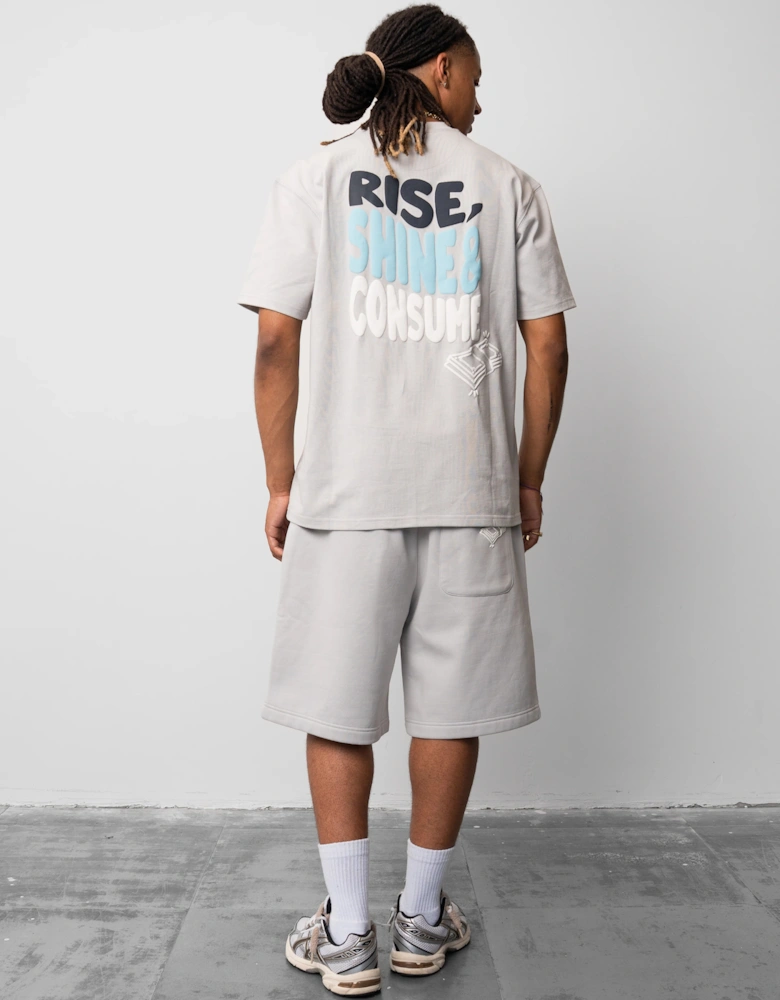 Fresh Flavours Rise, Shine & Consume Sweat Shorts - Lt Grey/Blue