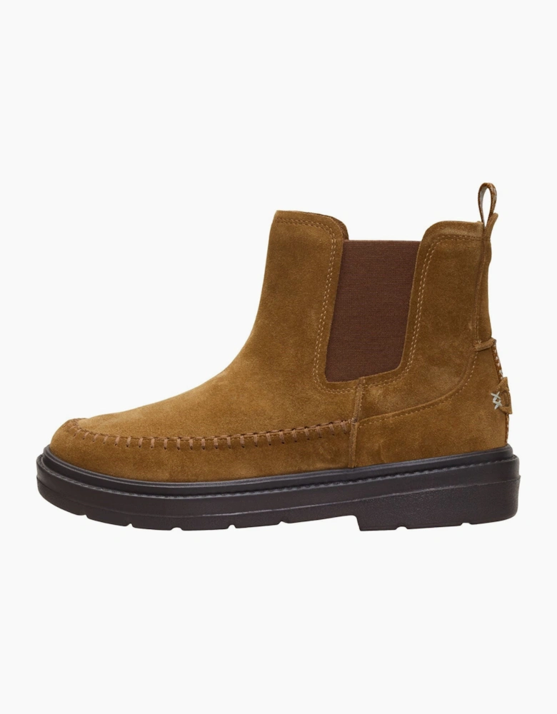 HEYDUDE Sienna Leather Women's Cognac Flat Chelsea Boots