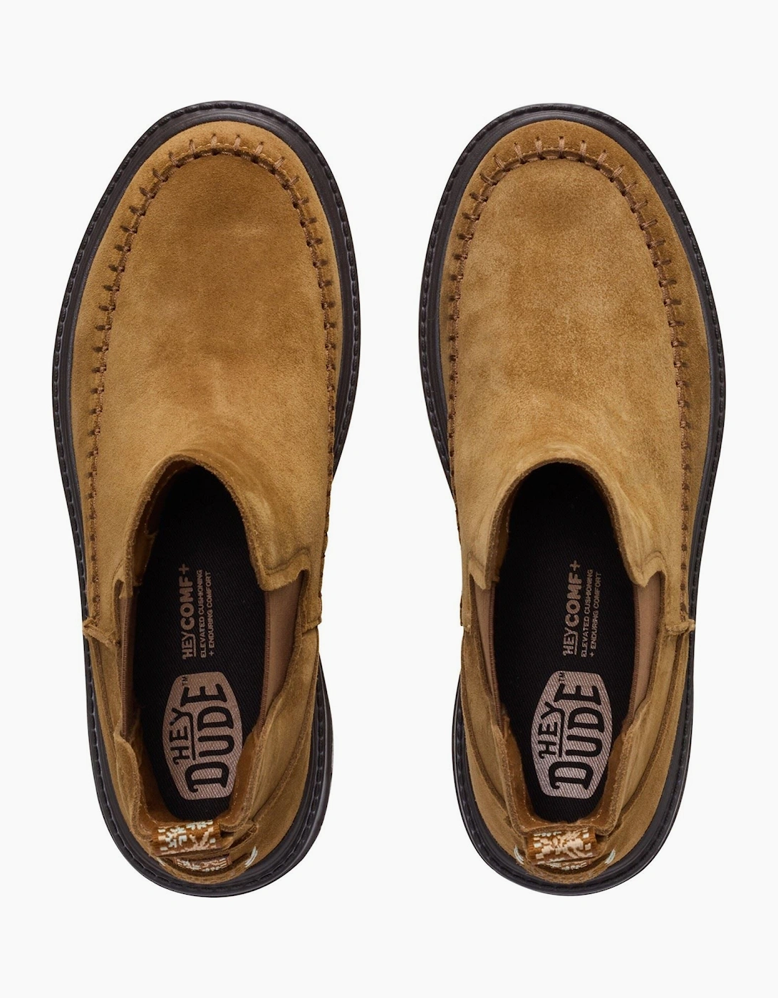 HEYDUDE Sienna Leather Women's Cognac Flat Chelsea Boots