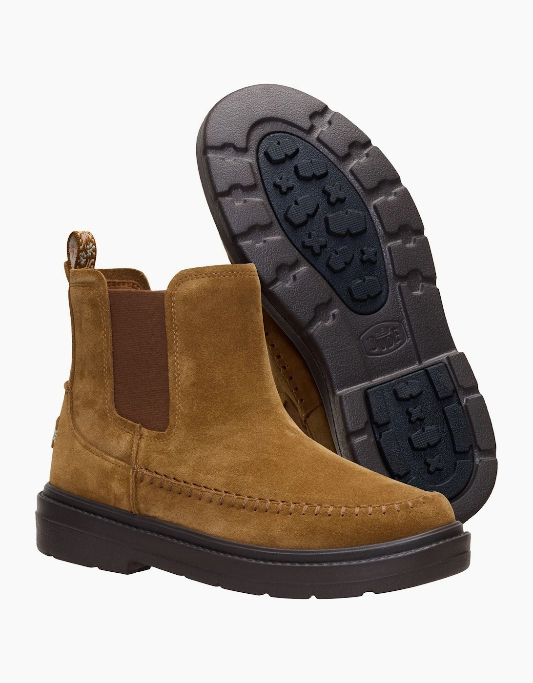 HEYDUDE Sienna Leather Women's Cognac Flat Chelsea Boots