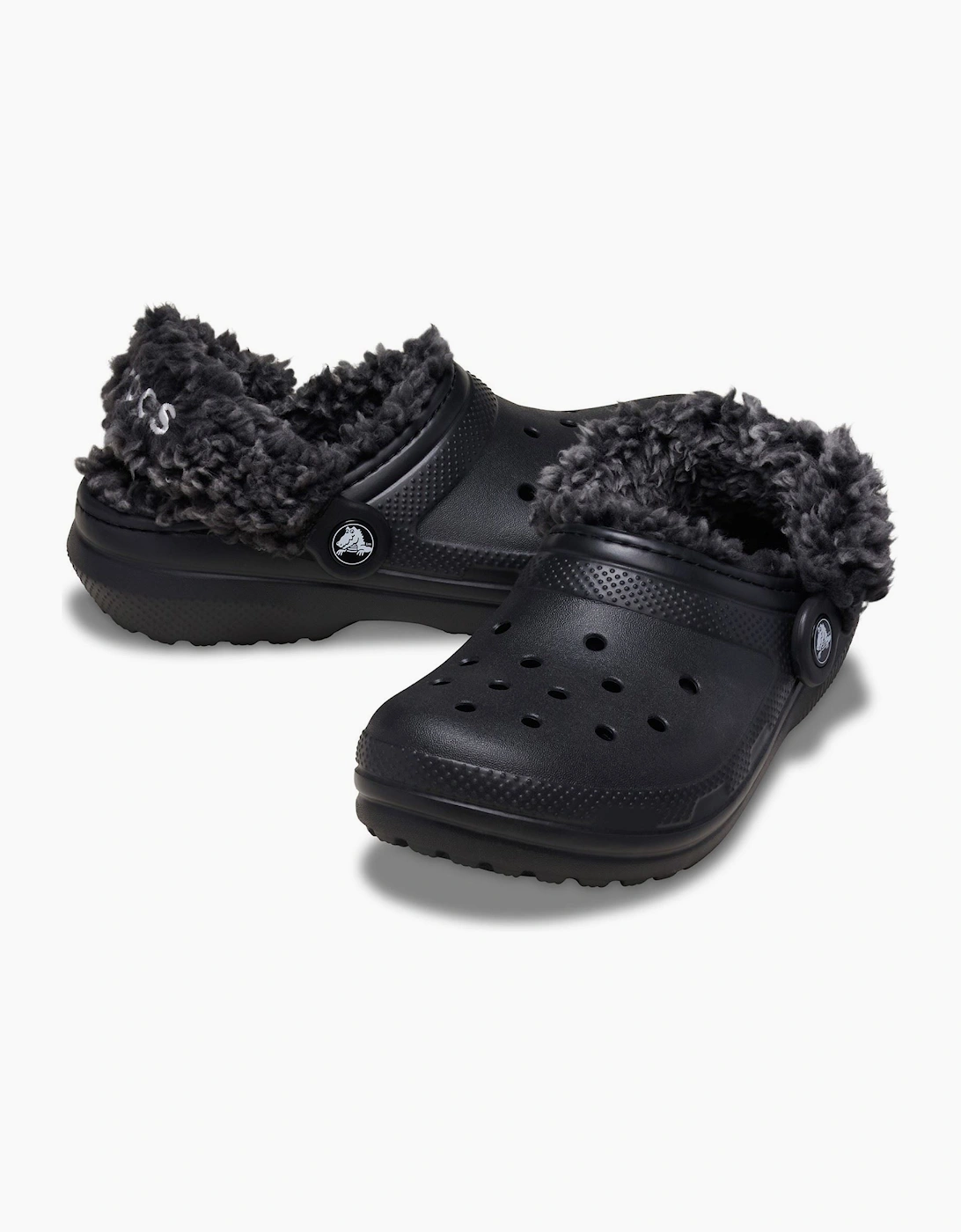Crocs Classic Fleece Lined Polyester Blend Unisex Kid's Black Clogs