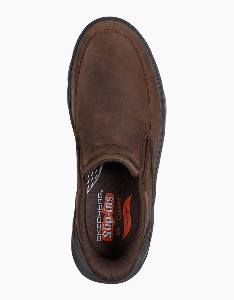Skechers Arch Fit Garza Umar Leather Men's Cocoa Loafers
