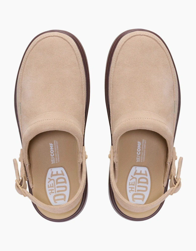 HEYDUDE Austin Lift Suede Women's Sesame/Multi Clogs