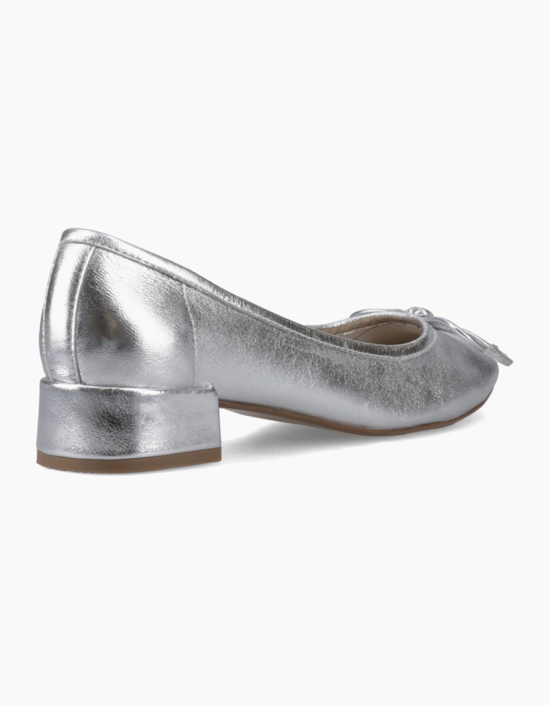 Hush Puppies Silvia Low Heel Sandal Leather Women's Silver Sandals