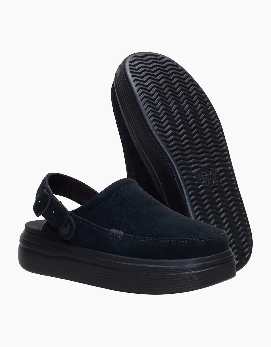 HEYDUDE Austin Lift Suede Women's Black/Black Clogs