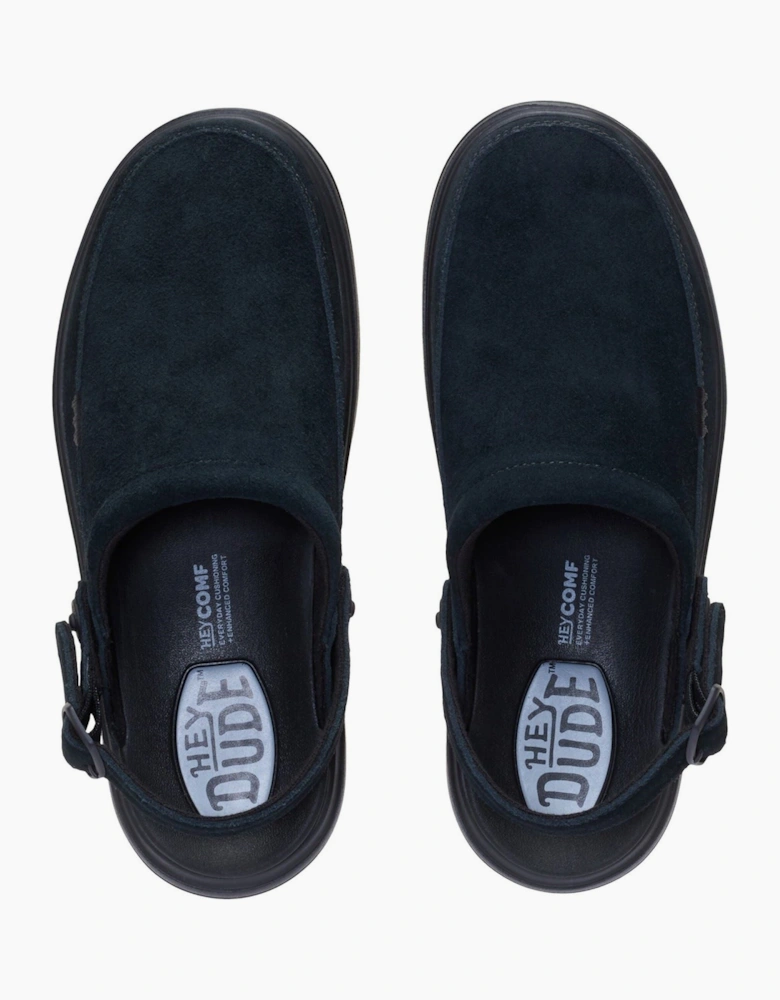 HEYDUDE Austin Lift Suede Women's Black/Black Clogs