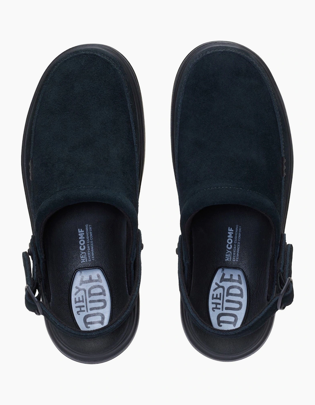HEYDUDE Austin Lift Suede Women's Black/Black Clogs