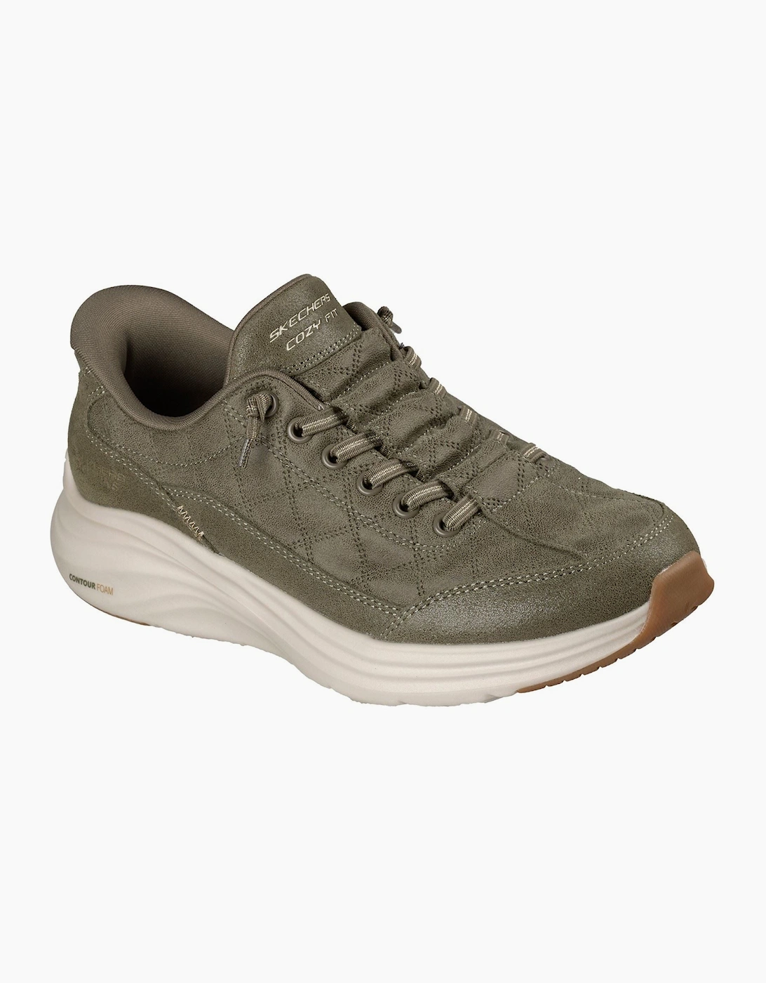 Skechers Contour Foam - Cozy Fit Ease Leather/Polyester Women's Olive Trainers