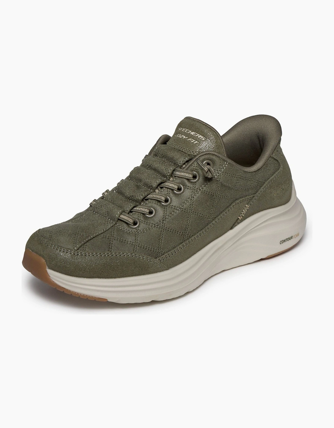 Skechers Contour Foam - Cozy Fit Ease Leather/Polyester Women's Olive Trainers