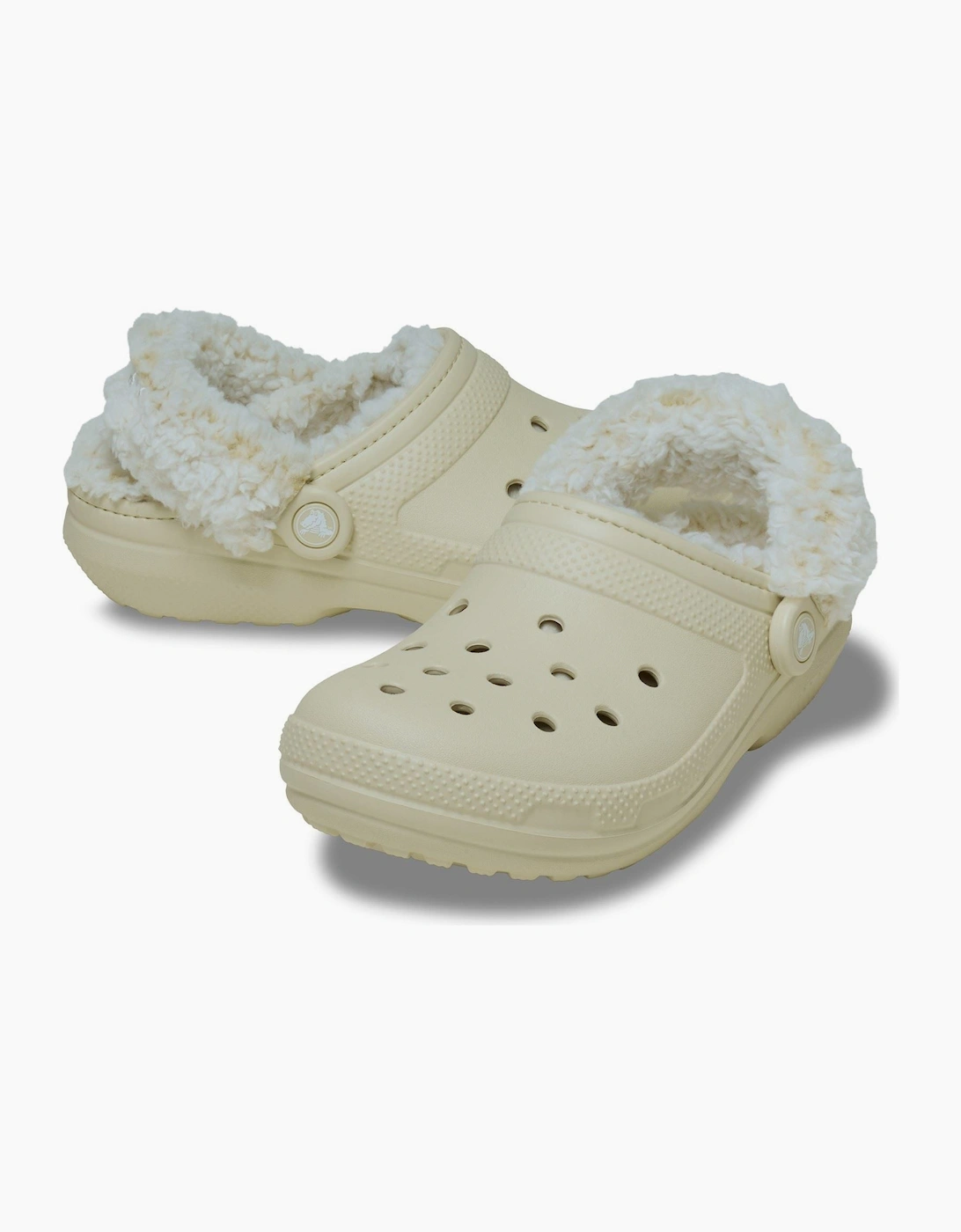 Crocs Classic Fleece Lined Polyester Blend Women's Bone Clogs
