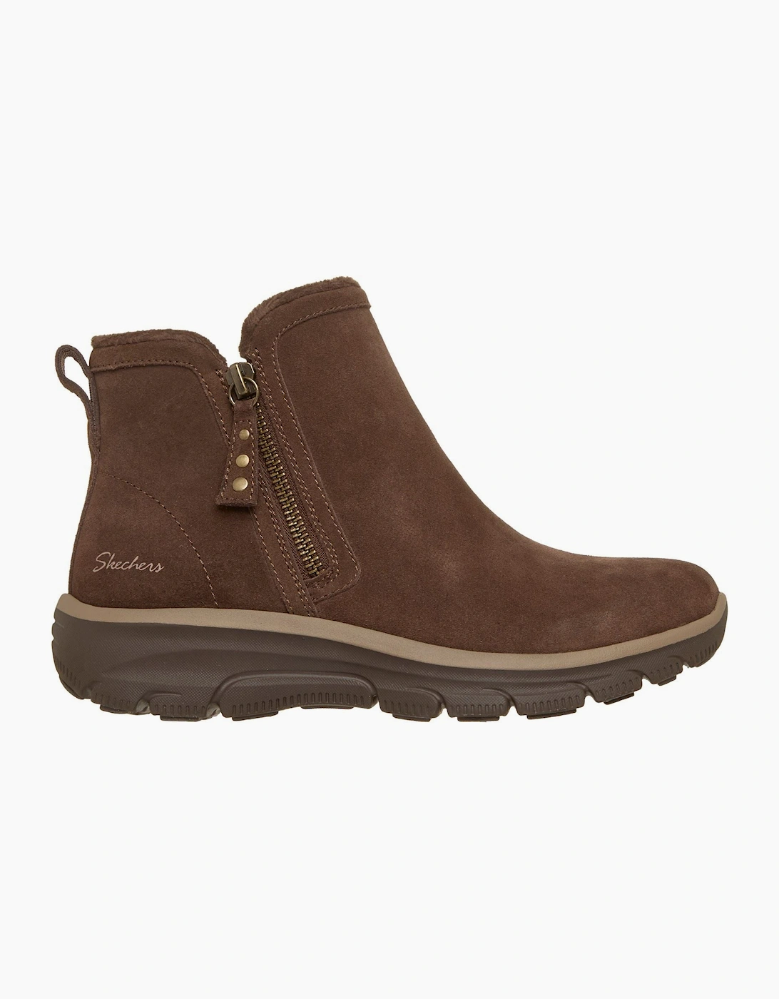 Skechers Easy Going Urban Zip Leather Women's Chocolate Boots