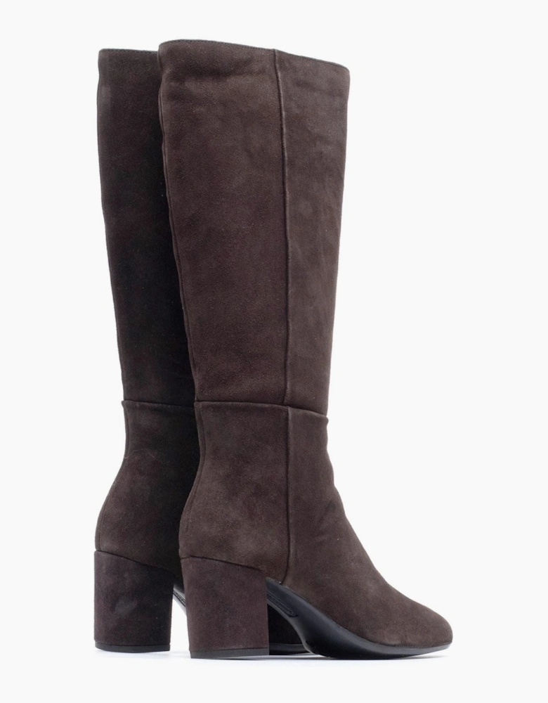 Hush Puppies Oprah Suede Long Leather Women's Chocolate Heeled Knee High Boots