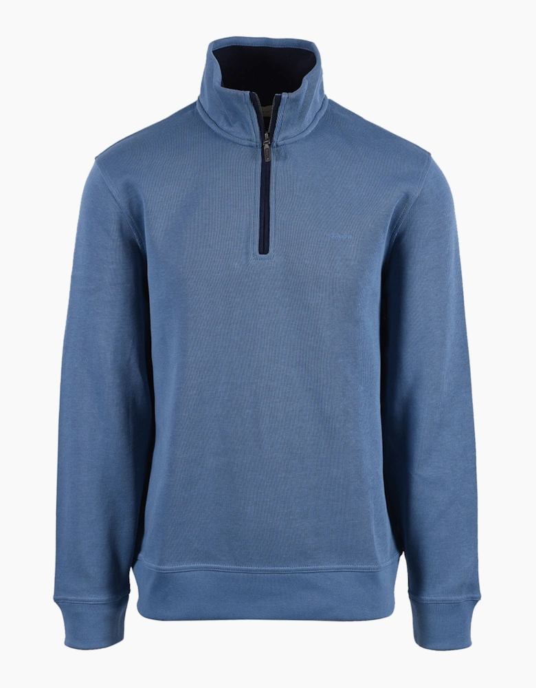 GANT SACKER RIB HALF ZIP BLUE