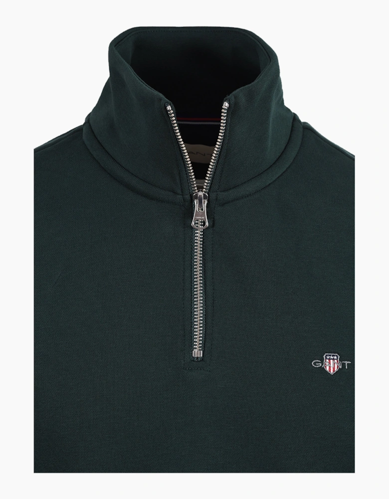 GANT REG SHIELD HALF ZIP TARTAN GREEN